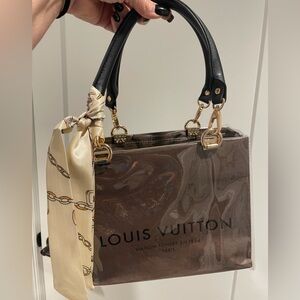 LOUIS VUITTON SHOPPING BAG PVC TOTE / CHAIN STRAP & TWILL PICTURED INCLUDED